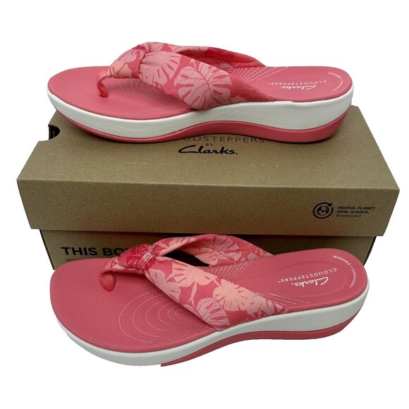 clarks Women's  Cloudsteppers Arla‎ Glison in Coral Print Size 10 New - Picture 1 of 10